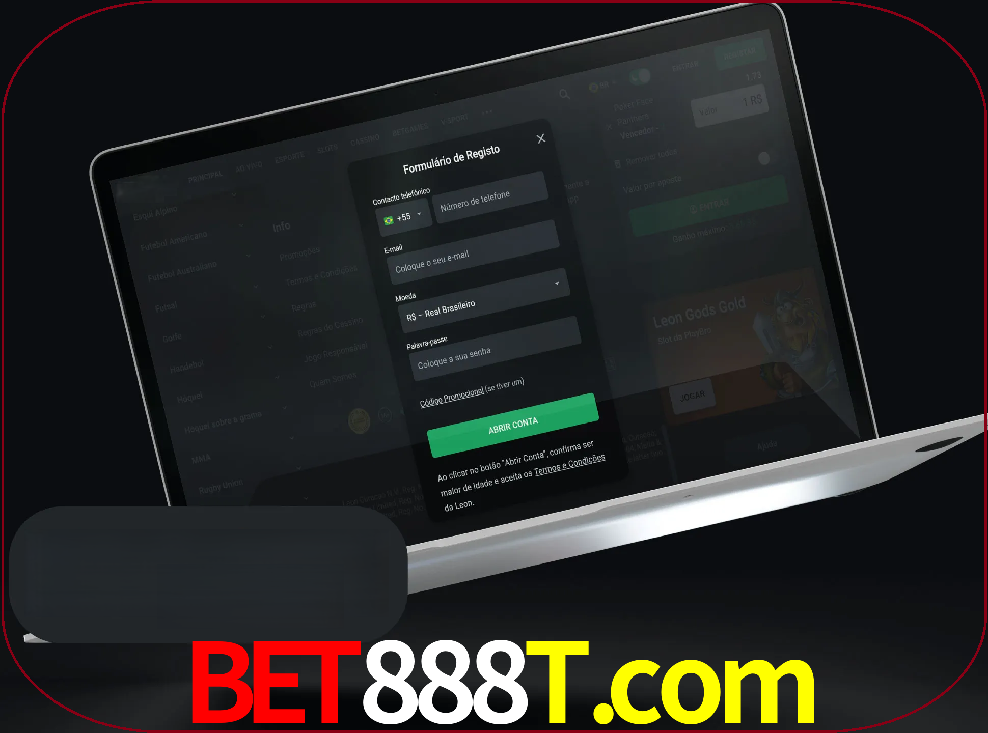 Abra o site da LeonBet e crie sua própria conta.