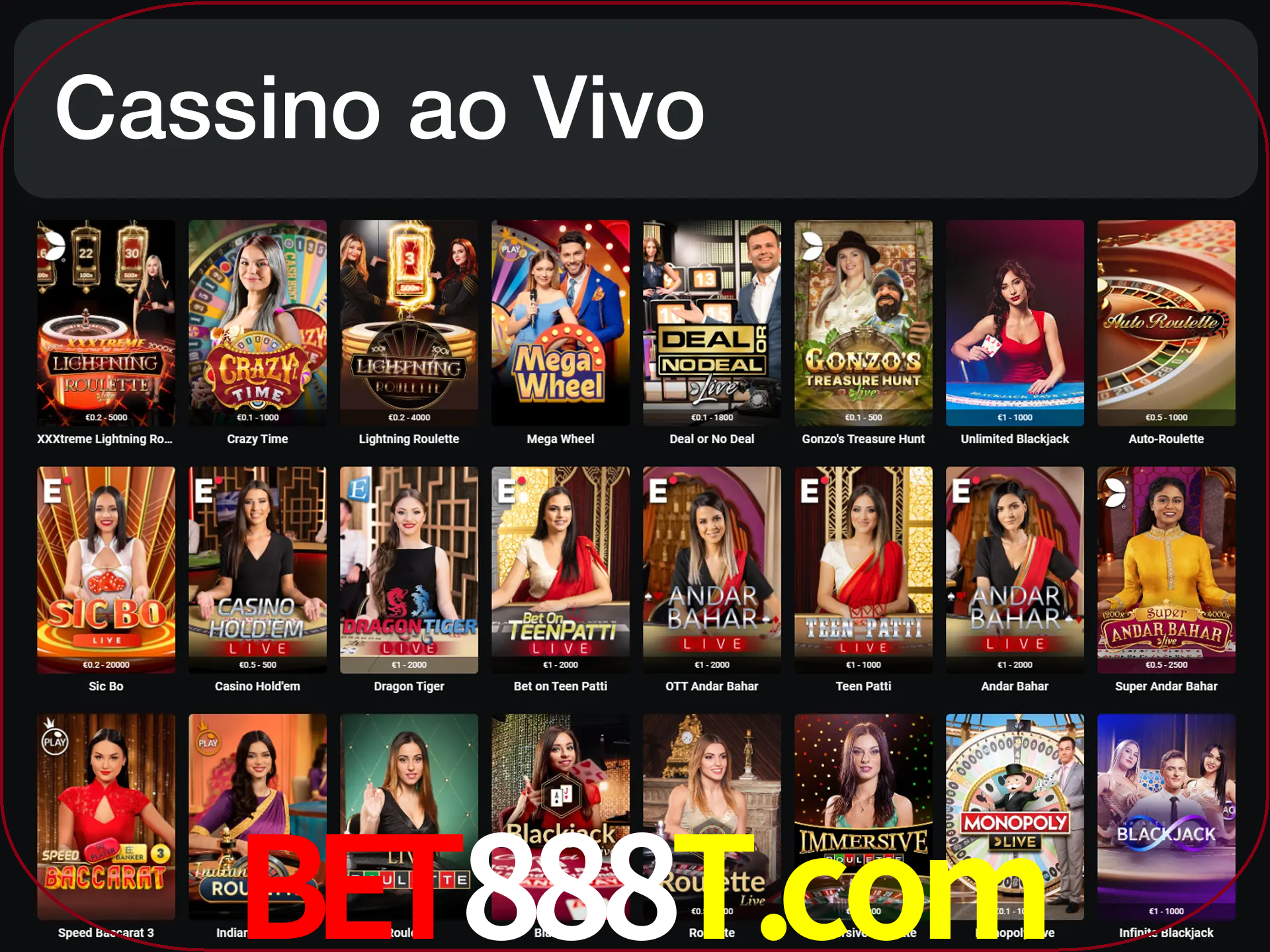 Jogue jogos de cassino com um verdadeiro dealer.