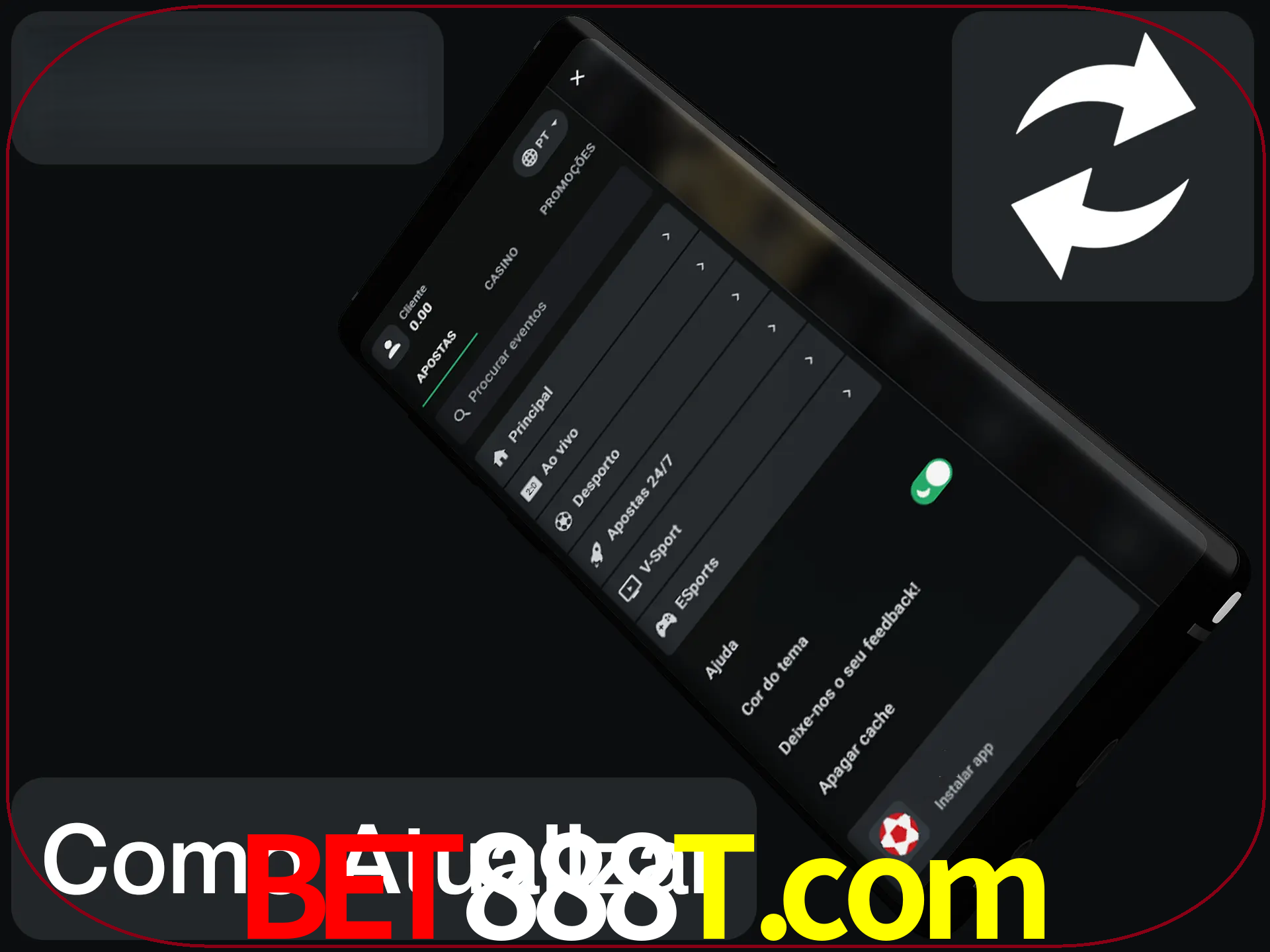 O aplicativo é atualizado automaticamente quando você faz o login.